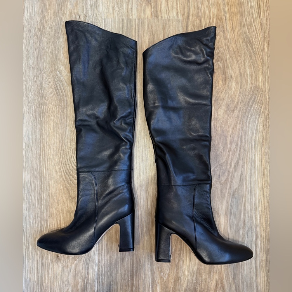 STUART WEITZMAN Lucinda Black Suede & Leather Fold-Over Boots - Picture 10 of 11